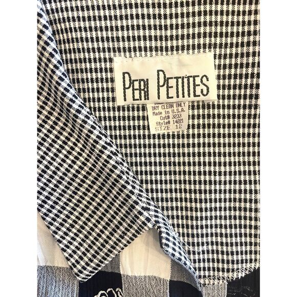 VTG Peri Petites Womens Gingham Check Floral Overlay Top Sz 12 Blouse Retro 80s - Picture 9 of 15